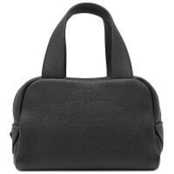 Prada top handle bag black leather triangle Shoulder Bag perforated - Picture 1 of 9